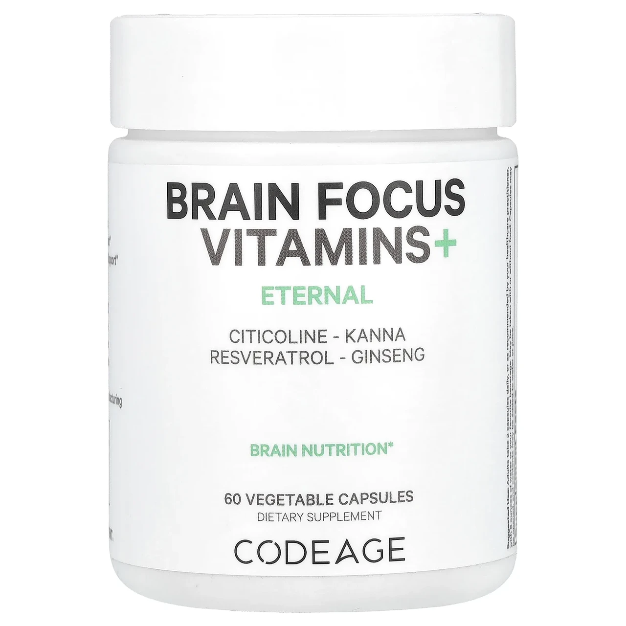 Codeage, Brain Focus Vitamins+, 60 рослинних капсул, фото 1