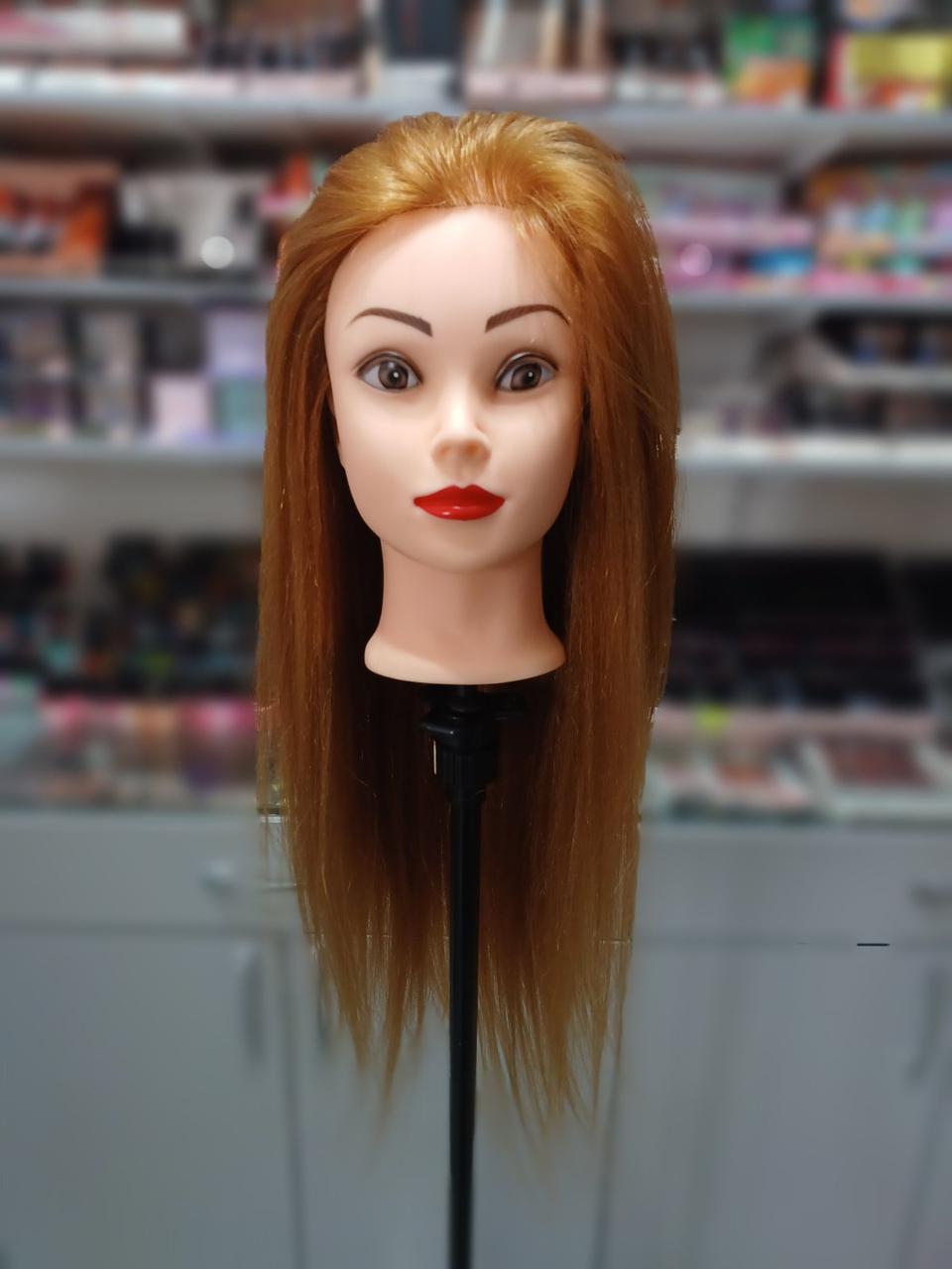 Голова-манекен зі штучним волоссям GLV-A5-Golden (З додаванням натурального волосся)