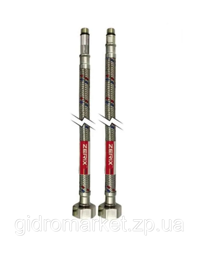 Гнучкі шланги для змішувача гайка 1/2" — Штуцер M10 (30 см) 2 шт Zerix (ZX1571)