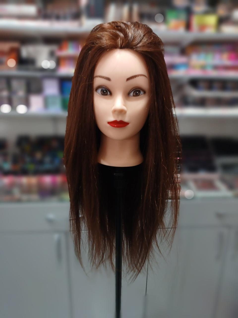 Голова-манекен зі штучним волоссям GLV-A5-Brown (З додаванням натурального волосся)