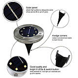 Сонячні вуличні світильники для дому та саду Solar Disk Lights комплект із 4 штук, фото 3