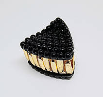 Шпильки для волосся Finding Заколка трикутна крабік вушко пластиковий Чорний золотистий 3.3 см х 3.2 см х 2.8 см