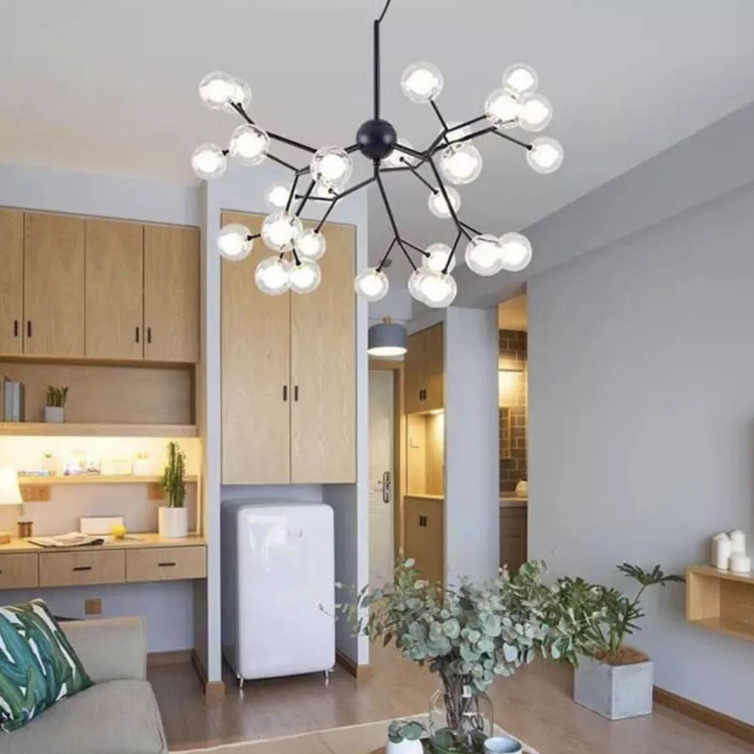 Люстра у скандинавському стилі з подвійними плафонами в чорному корпусі H 690/27 BK, фото 1