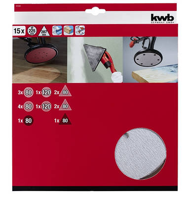 Шліфувальні круги та дельта абразивна сітка KWB на липучці 225 мм 287 х 287 х 287 мм 15 шт