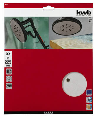 Шліфувальні круги KWB на липучці 225 мм Р180 5 шт