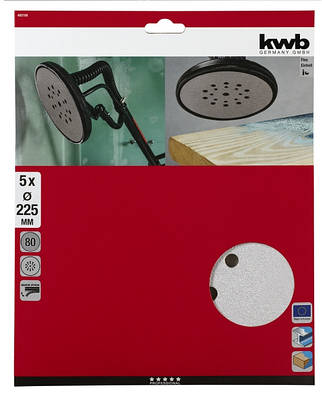 Шліфувальні круги KWB на липучці 225 мм Р80 5 шт