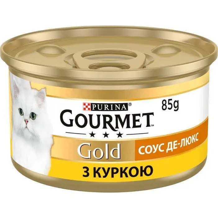 Корм консервований для котів Gourmet Gold Де-Люкс З куркою, 85г, фото 1