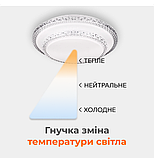 Світлодіодна люстра з пультом BIOM 50Вт SML-R22-50/2, 39 см, зміна температури світла, яскравості, кругла, біла, фото 3