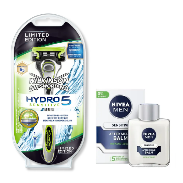 Станок для гоління Wilkinson Sword Hydro 5 Sensitive Limited Edition + Nivea Men Sensitive бальзам після гоління 100 мл