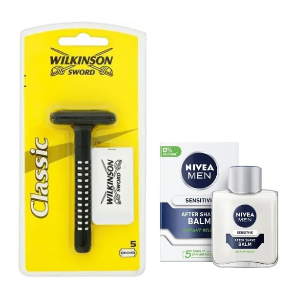 Станок для гоління Wilkinson Sword Classic + Nivea Men Sensitive бальзам після гоління 100 мл