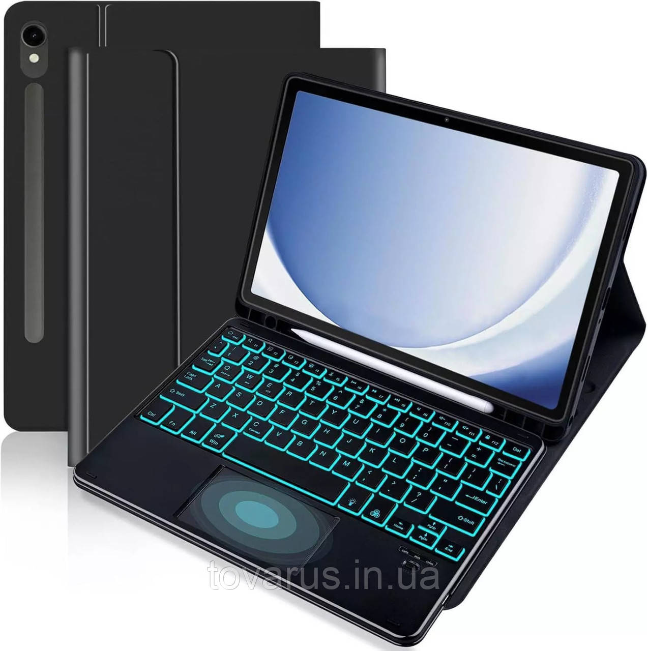 Чохол + bluetooth клавіатура для планшету Samsung Galaxy Tab S10+ S9+ S9 FE+ 12.4", фото 1
