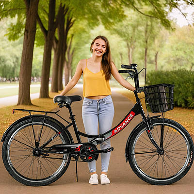 Міський складний велосипед для дітей підлітковий дорожній велик corso дівчинці хлопчику 24" кошик багажник