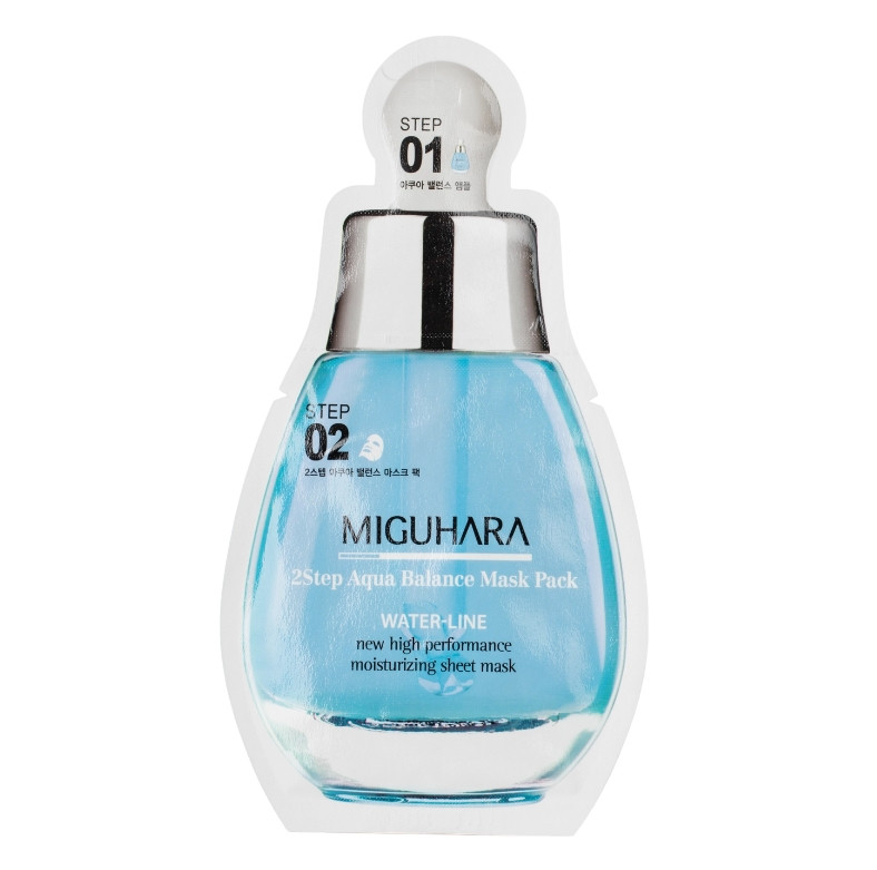 Зволожувальна тканинна маска для обличчя Miguhara 2step Aqua Balance Mask Pack 1,75 + 25 мл, фото 1