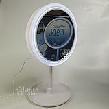 Настільне кругле косметичне дзеркало з LED підсвічуванням та вентилятором Breeze Mirror, Біле LY-699-White, фото 4