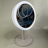 Настільне кругле косметичне дзеркало з LED підсвічуванням та вентилятором Breeze Mirror, Біле LY-699-White, фото 8