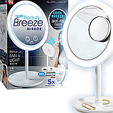 Настільне кругле косметичне дзеркало з LED підсвічуванням та вентилятором Breeze Mirror, Біле LY-699-White, фото 10