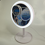 Настільне кругле косметичне дзеркало з LED підсвічуванням та вентилятором Breeze Mirror, Біле LY-699-White, фото 5