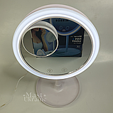 Настільне кругле косметичне дзеркало з LED підсвічуванням та вентилятором Breeze Mirror, Біле LY-699-White, фото 6