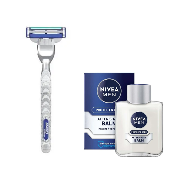Станок для гоління Gillette Mach3 Turbo + Бальзам Nivea Men Protect & Care 100 мл