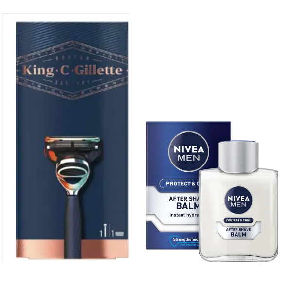 Станок для гоління Gillette King C (1 картридж) + Бальзам Nivea Men Protect & Care 100 мл