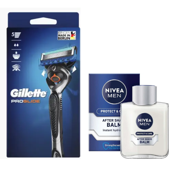 Станок для гоління Gillette Fusion ProGlide (2 картриджі) Flexball + Бальзам Nivea Men Protect & Care 100 мл