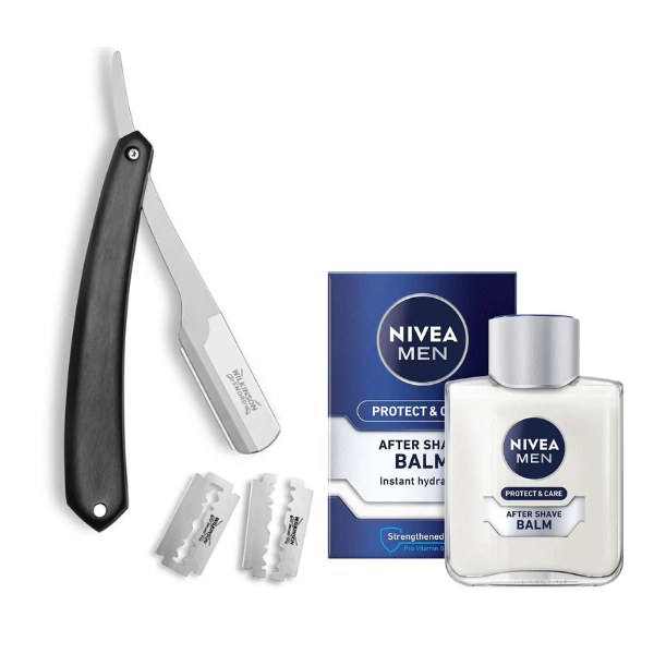Небезпечна бритва Wilkinson Sword Barber's Style The Pioneer + 5 лез + Бальзам Nivea Men Protect & Care 100 мл