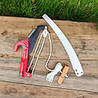 Сучкоріз висотний з пилкою і мотузковим механізмом для обрізки дерев під штангу - садовий висоторіз, фото 7