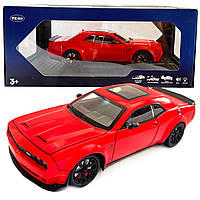 Машинка металева Dodge Challenger SRT Додж червона 1:24 звук світло відкр двері баг капот 20*7*5,5см (GT-12099)