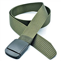 Тканинний армійський ремінь на стропі з пряжкою, Оливковий / Тактичний чоловічий ремінь