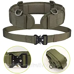Ремінь тактичний 125 см, із системою Molle, Олива / Розвантажувальний чоловічий ремінь
