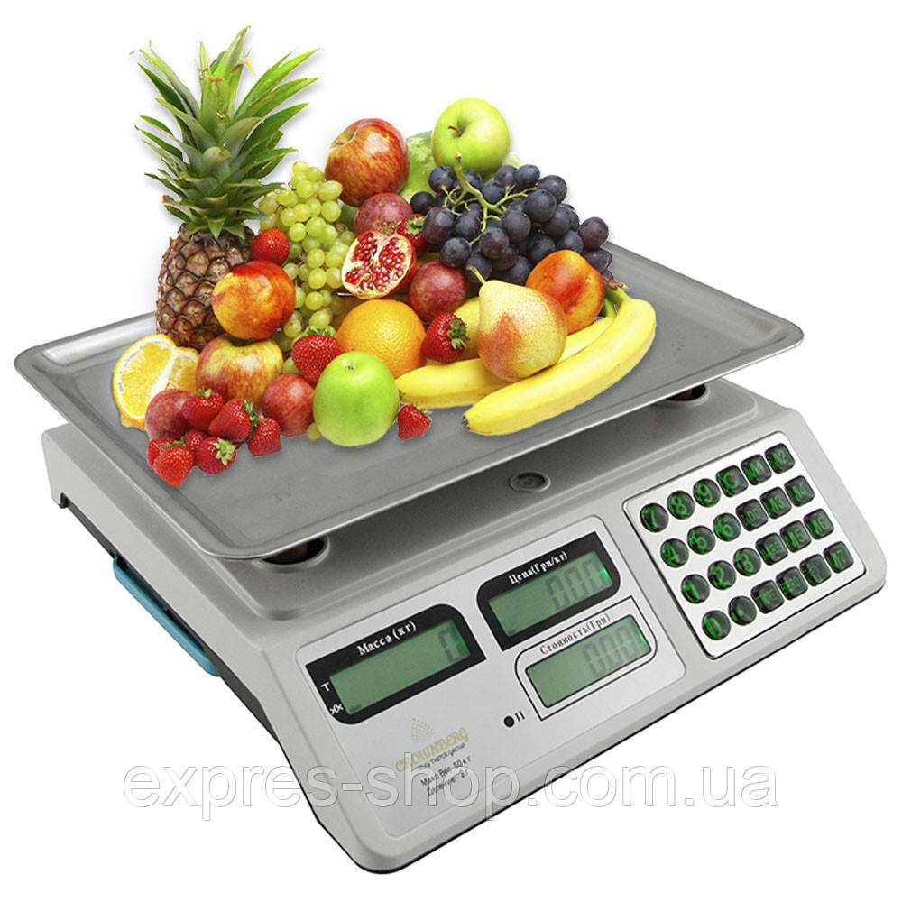 Електронні ваги торговельні до 50кг, від мережі та акумулятора / Настільні ваги електронні / Ваги для торгівлі, фото 1