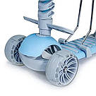 Самокат триколісний з дитячим сидінням, до 60 кг, Блакитний / Самокат з підсвічуванням коліс / Самокат з кошиком, фото 3