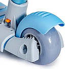 Самокат триколісний з дитячим сидінням, до 60 кг, Блакитний / Самокат з підсвічуванням коліс / Самокат з кошиком, фото 4