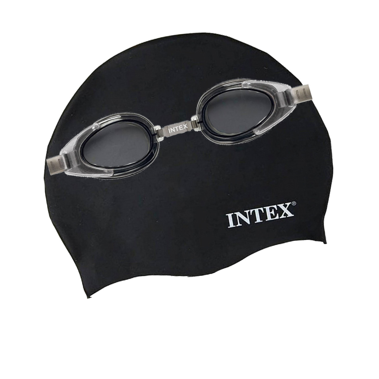 Набір 2 в 1 для плавання Intex 55649 (окуляри: універсальні 55685, обхват голови ≈ 52-65 см, шапочка 55992)