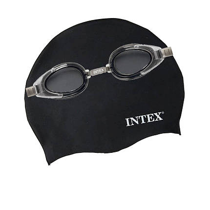 Набір 2 в 1 для плавання Intex 55649 (окуляри: універсальні 55685, обхват голови ≈ 52-65 см, шапочка 55992), фото 1