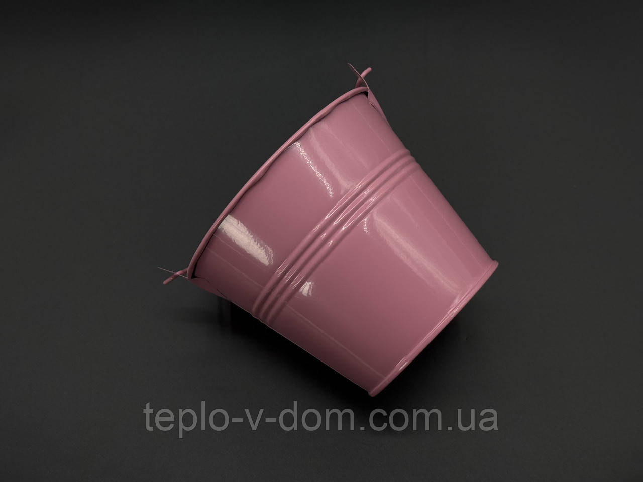 Декоративне відерце для квітів металеве Колір світло-рожевий. 10х12х8,5см