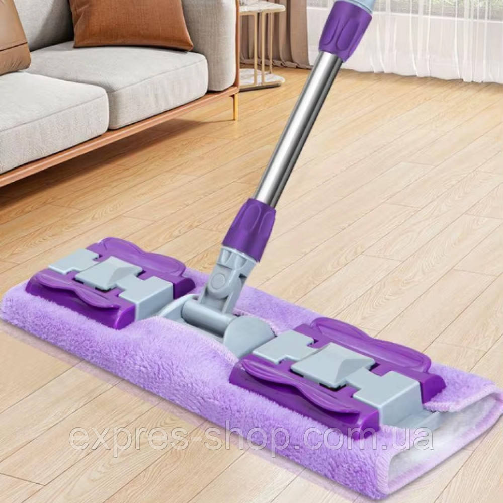 Швабра з затискачами + 2 насадки / Швабра для підлоги / Швабра для миття підлоги / Телескопічна швабра полотер, фото 1