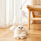 Інтерактивна іграшка дражнилка для кота на присосці, 91 см / Іграшка для кішок з пером / Вудочка для кота, фото 5