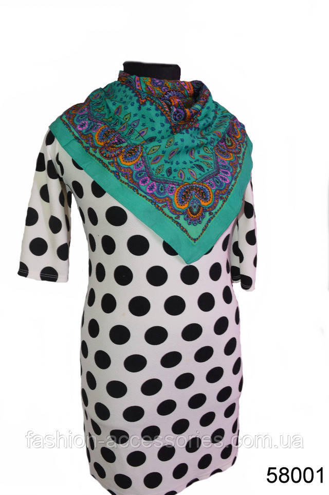 Хустка жіночий з поліестеру Феліція на голову бірюзовий Хустка Феліція бірюзовий 2