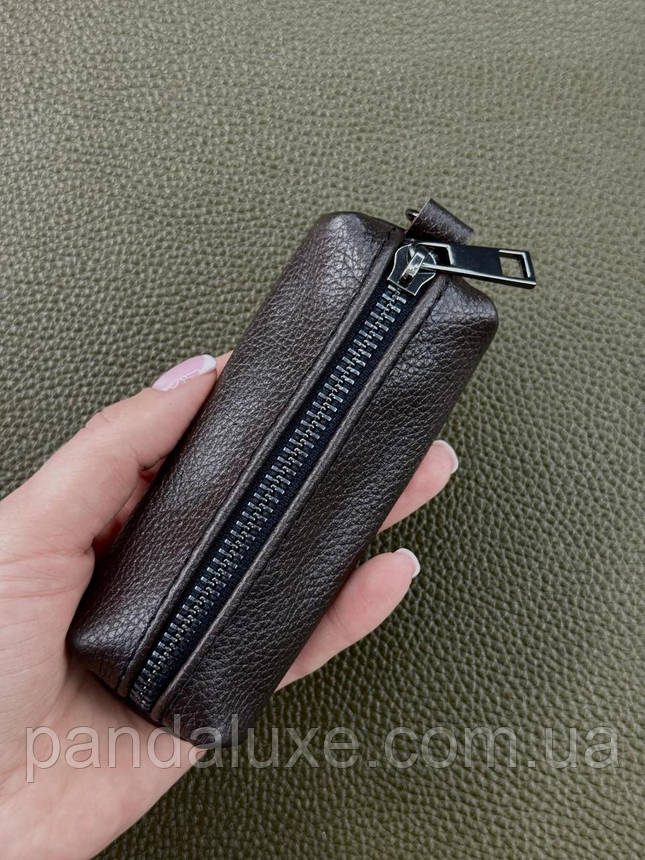 Ключниця з натуральної зернистої шкіри MAXI (коричнева), фото 1