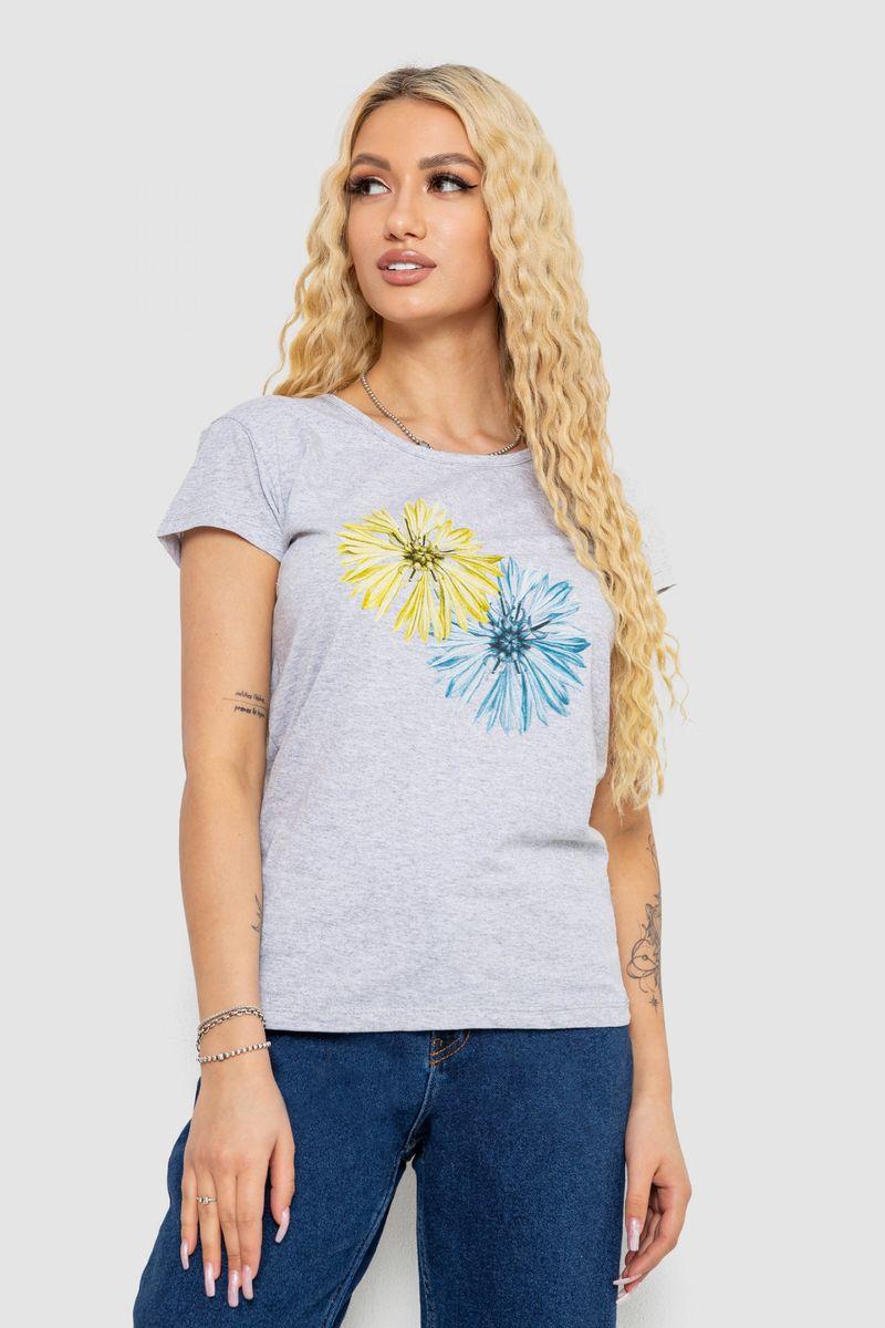 Футболка жіноча з принтом, колір сірий, 244R2215, фото 1