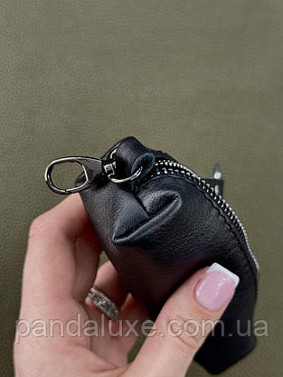 Ключниця з натуральної гладкої шкіри MINI (чорна), фото 6