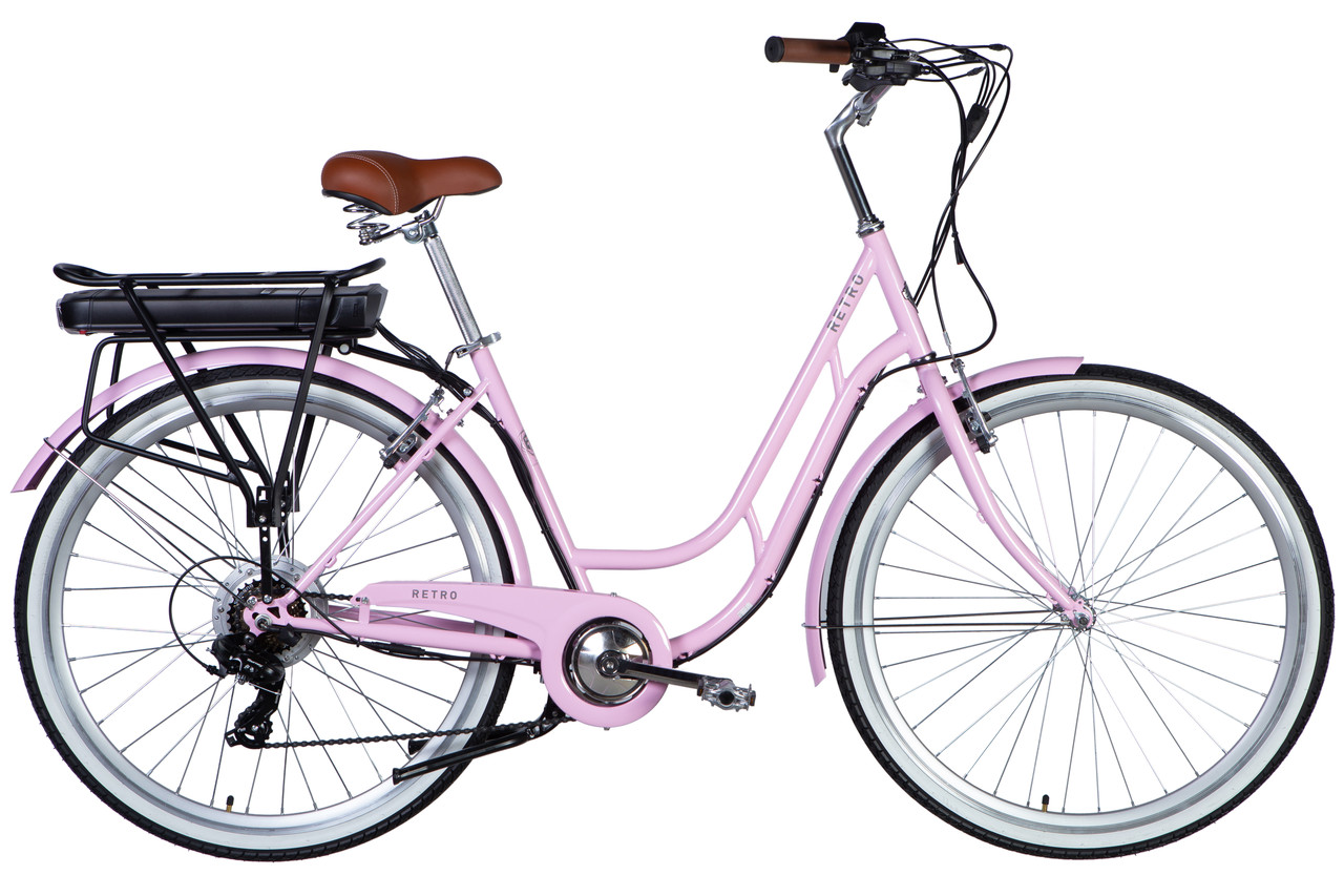 Велосипед з електроприводом 28" ST Dorozhnik eRETRO Vbr FR рама-19" 36B 12.5А*г 500Вт світло-рожевий YS 7443