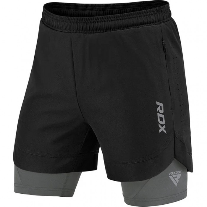 Компресійні шорти для RDX MMA T16 2-в-1 BLACK/GREY-M, фото 1