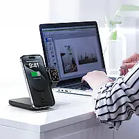 Повербанк з підставкою 10000mAh Choetech B750 Black QC3.0 PD3.0 бездротова зарядка смартфонів та Apple Watch (43-00133), фото 6