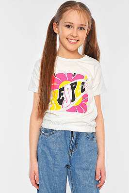 Футболка дитяча для дівчинки молочного кольору 197377T Безкоштовна доставка