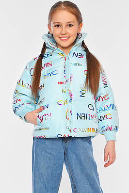 Куртка дитяча для дівчинки демісезонна блакитного кольору 195637T Безкоштовна доставка