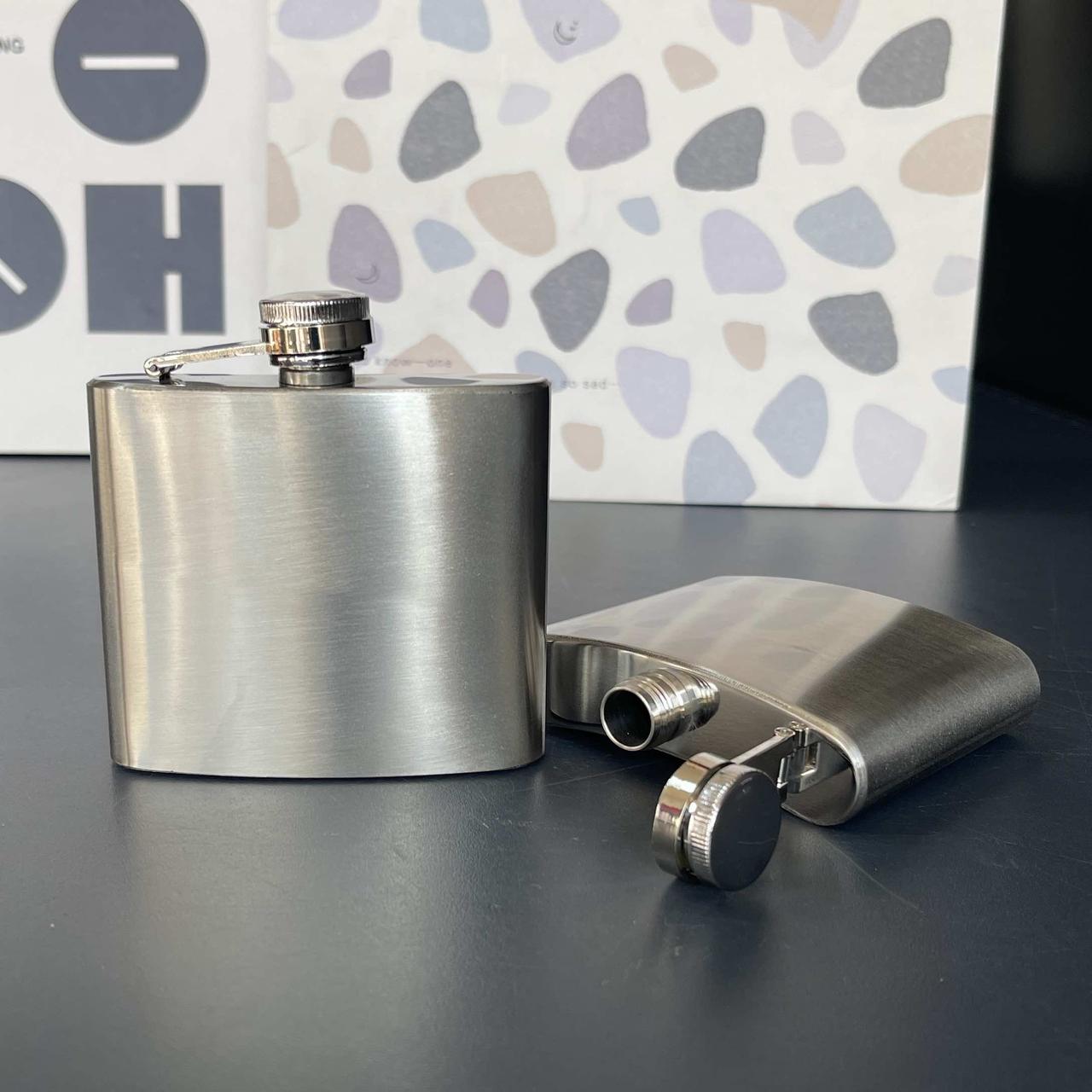 Фляга "Стандарт", матова, срібна, мала, фото 1