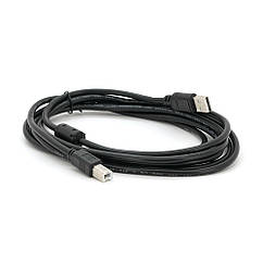 Кабель USB 2.0 AM/BM, 3.0m, 1 ферит, Black, Пакет Q200