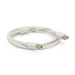 Кабель USB 2.0 AM/BM, 0.8m, 1 ферит, білий